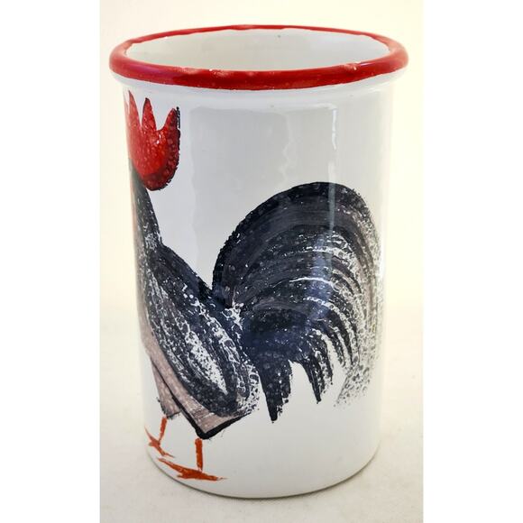 CERAMIC KITCHEN UTENSIL HOLDER/WINE HOLDER-Made in Italy-Hand Painted-Rooster - Picture 2 of 10
